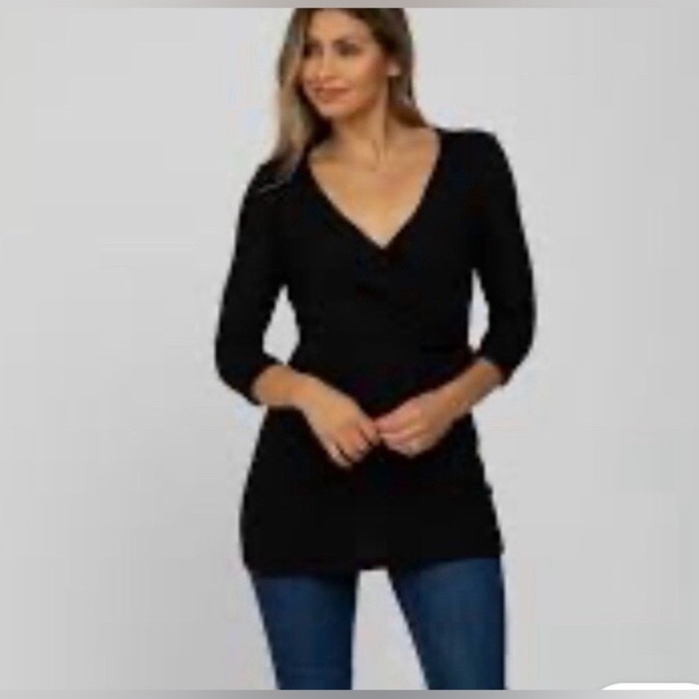 Coldwater Creek Black Crossover Knit Top